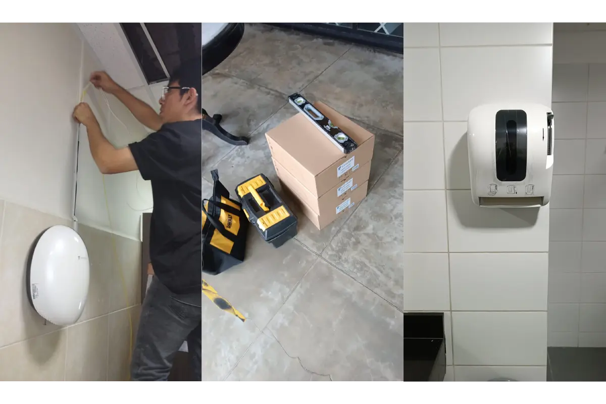 Seca manos instalado